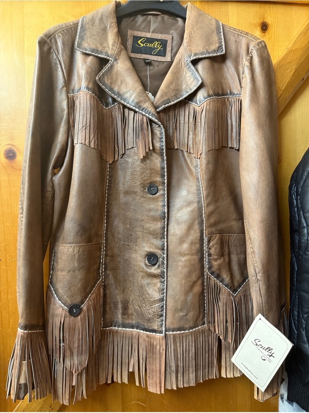 Scully Women’s Stitching Tooled Fringe Western Leather Jacket chamois XL